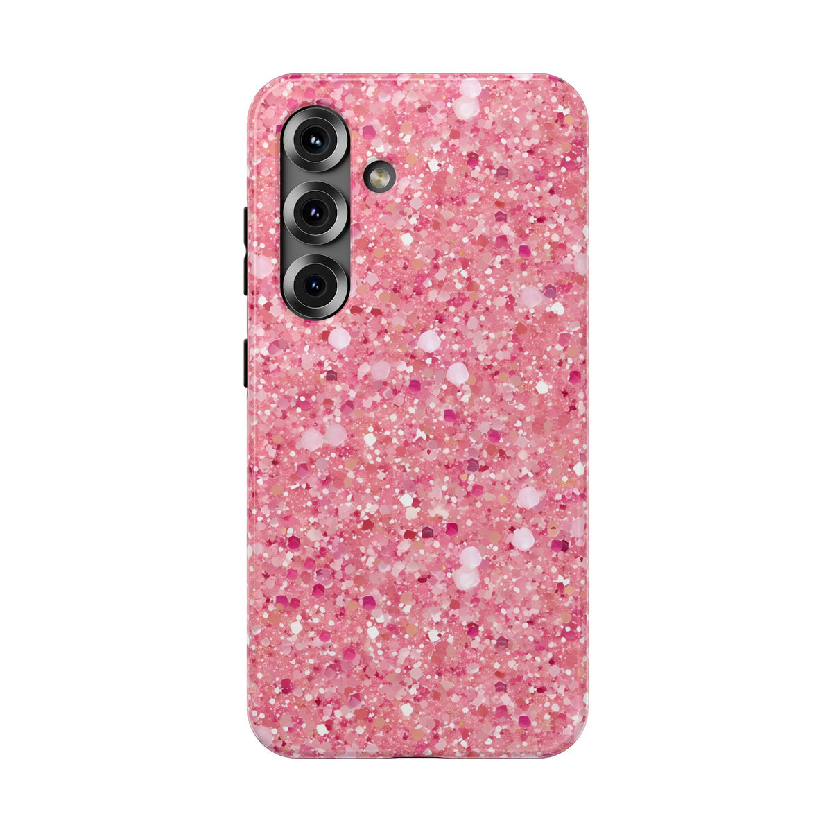 Pink Sparkle protective phone case for Samsung Galaxy S25, glossy finish