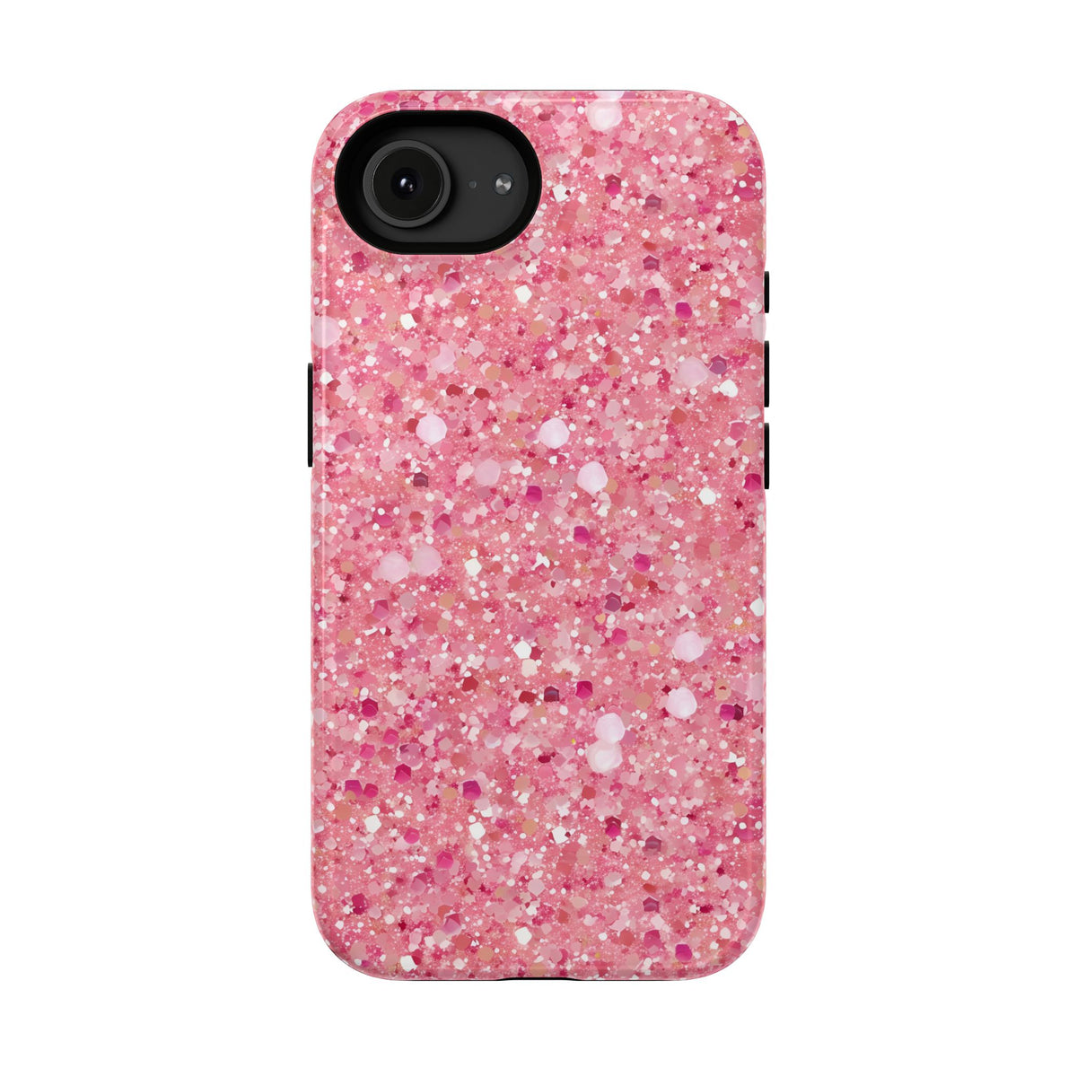 Pink Sparkle protective phone case for iPhone 16e, glossy finish