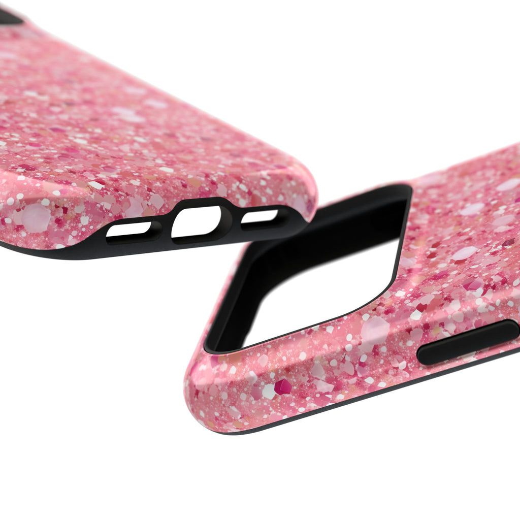 Pink Sparkle MagSafe case, close-up at an angle