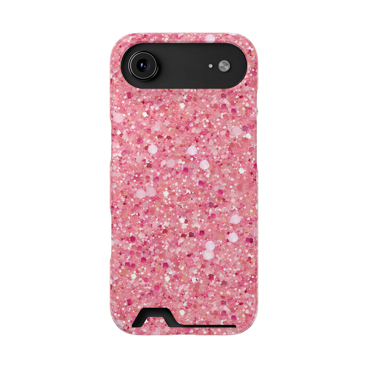 Pink Sparkle phone case with card holder for iPhone 17 Air, glossy finish