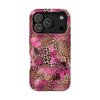 Pink Splash Leopard protective phone case for iPhone 18 Pro, glossy finish