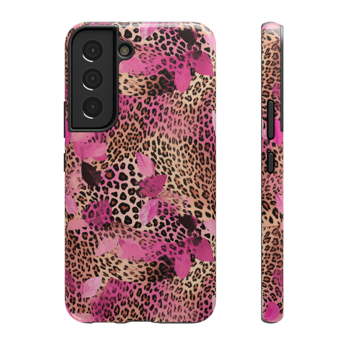 Pink Splash Leopard protective phone case for Samsung Galaxy S22, glossy finish