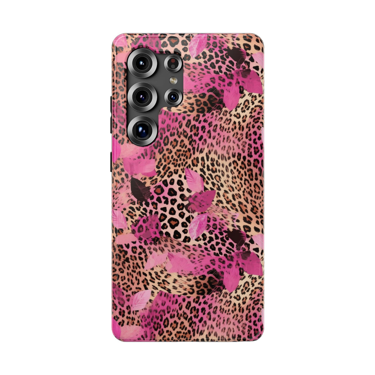 Pink Splash Leopard protective phone case for Samsung Galaxy S25 Ultra, glossy finish