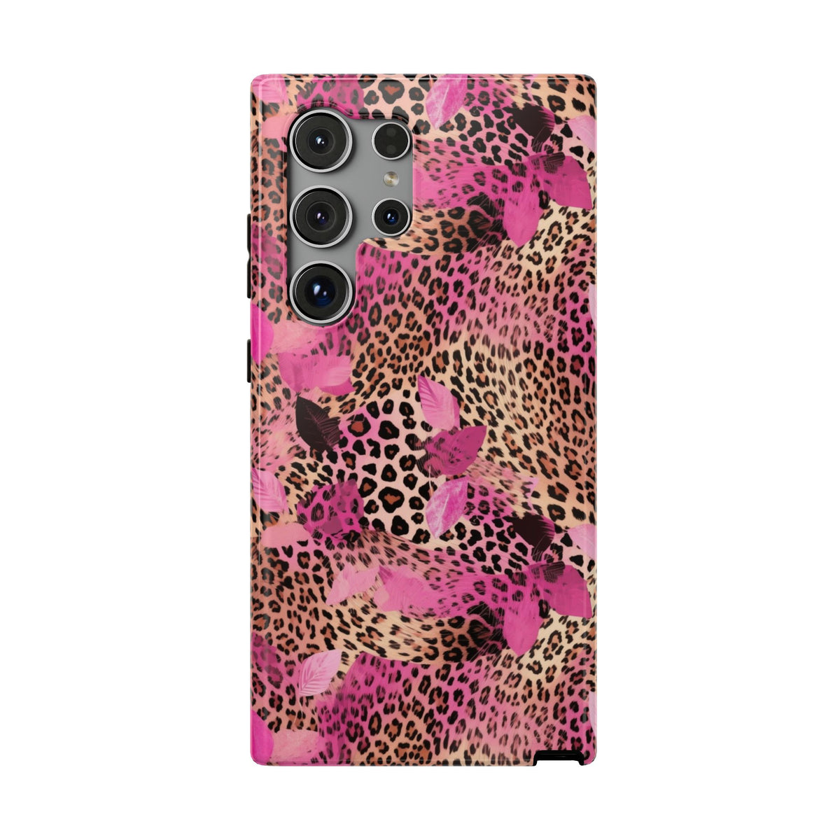 Pink Splash Leopard protective phone case for Samsung Galaxy S24 Ultra, glossy finish