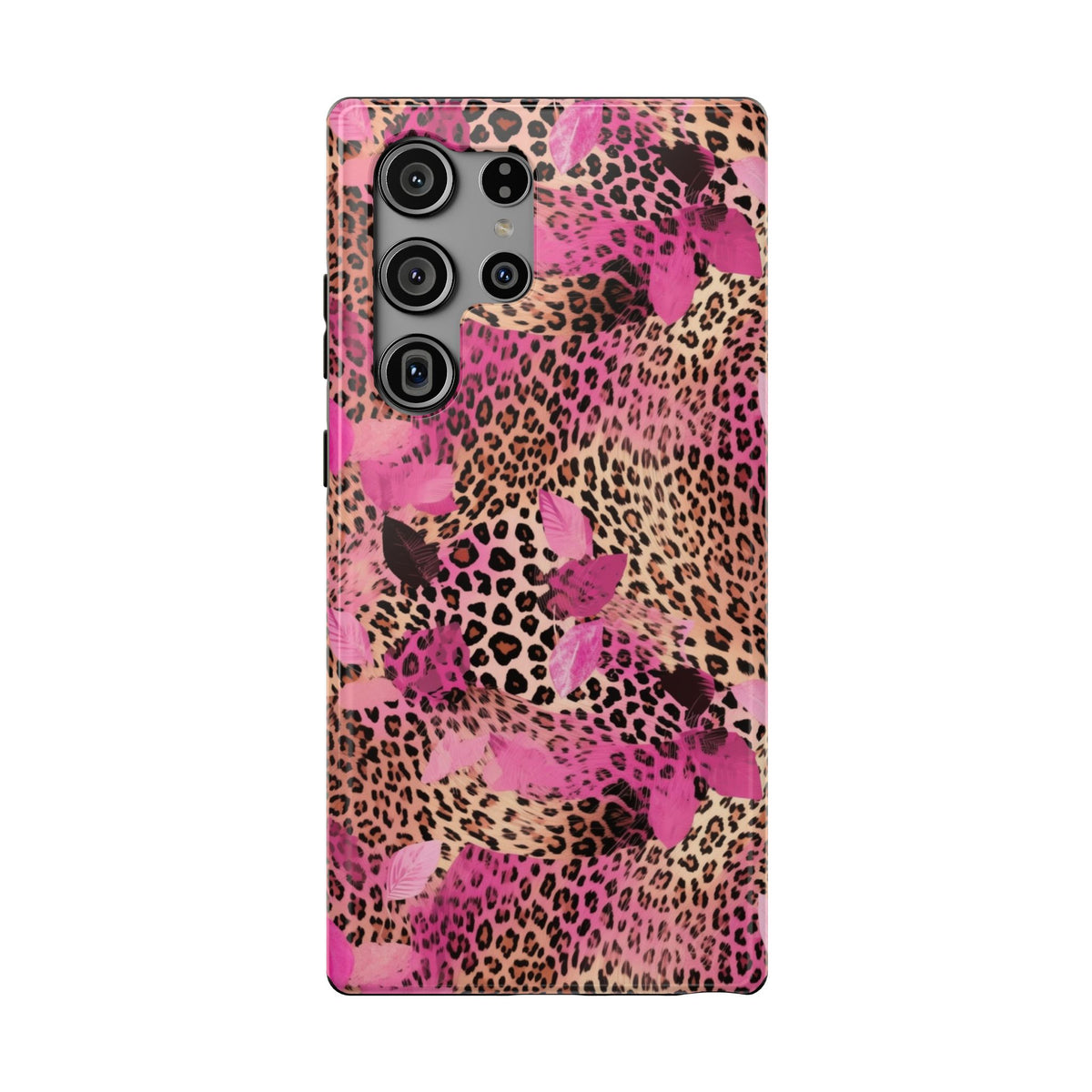 Pink Splash Leopard protective phone case for Samsung Galaxy S23 Ultra, glossy finish