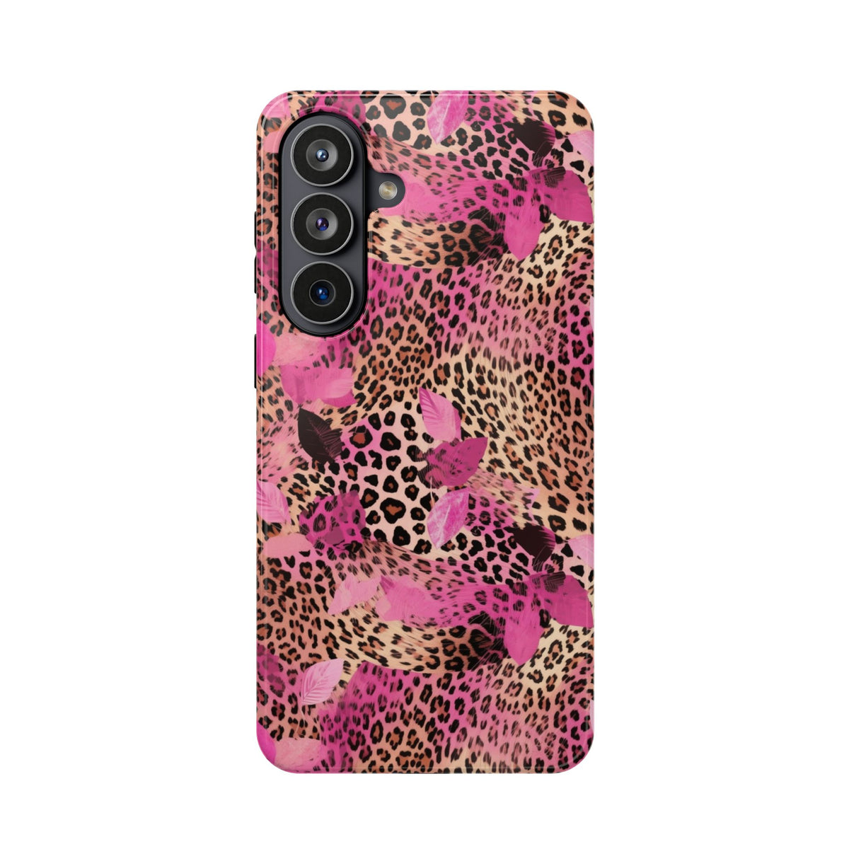 Pink Splash Leopard protective phone case for Samsung Galaxy S26 Plus, glossy finish