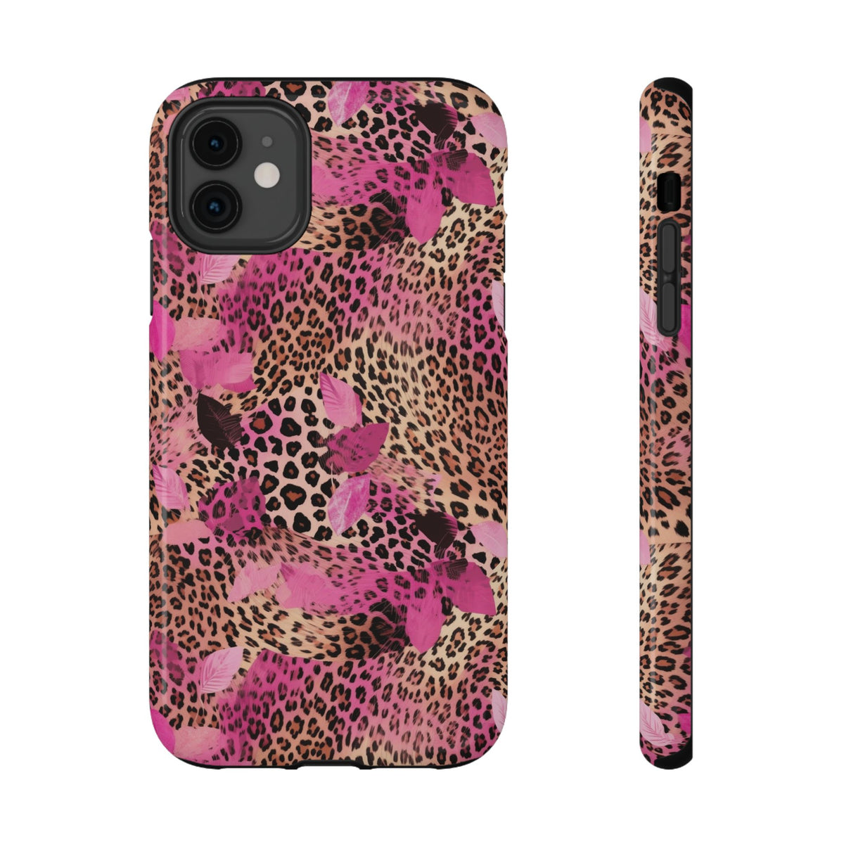 Pink Splash Leopard protective phone case for iPhone 11, glossy finish