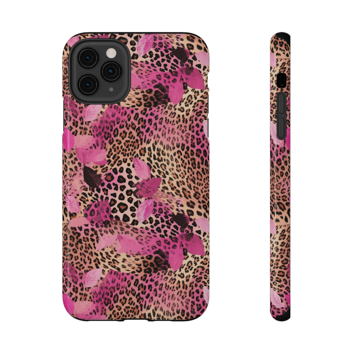 Pink Splash Leopard protective phone case for iPhone 11 Pro Max, glossy finish