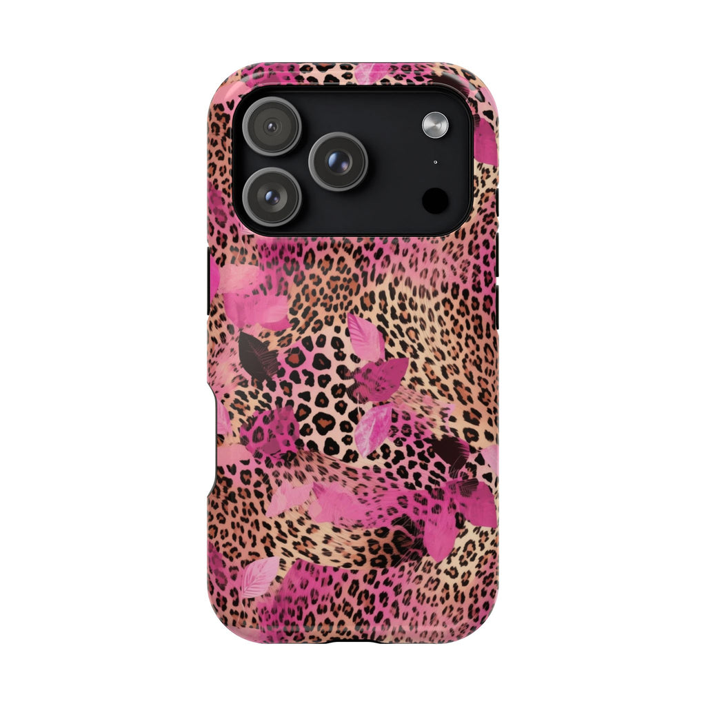 Pink Splash Leopard MagSafe case for iPhone 18 Pro, glossy finish