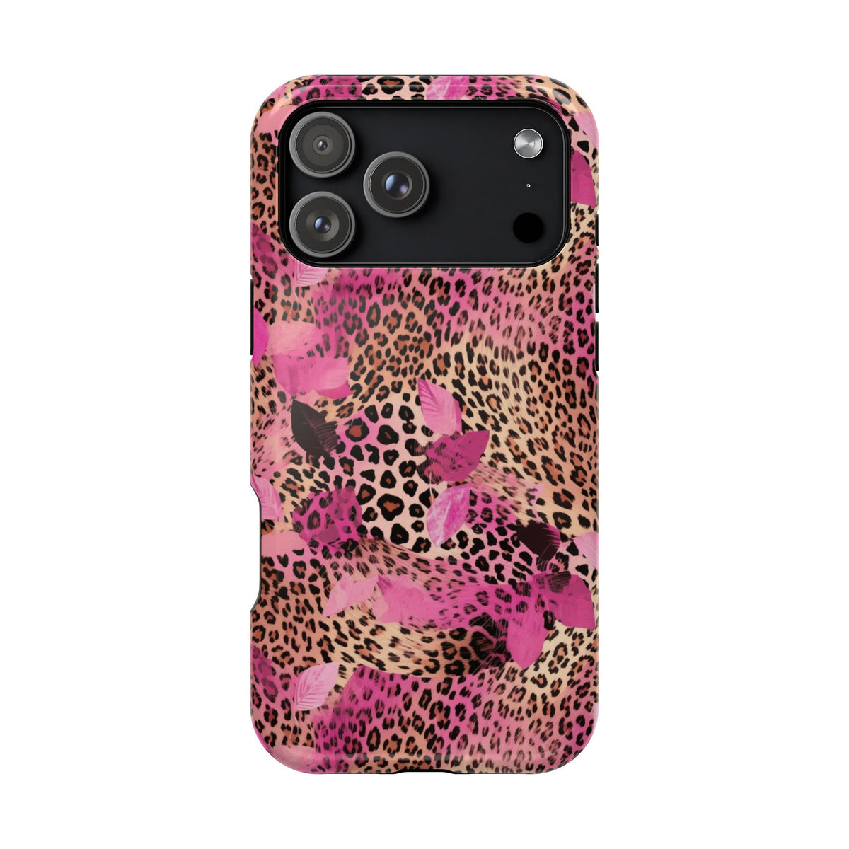 Pink Splash Leopard MagSafe case for iPhone 18 Pro Max, glossy finish