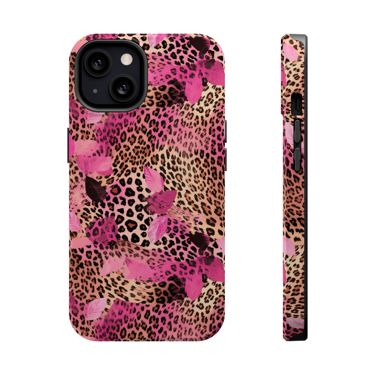 Pink Splash Leopard MagSafe case for iPhone 13, glossy finish