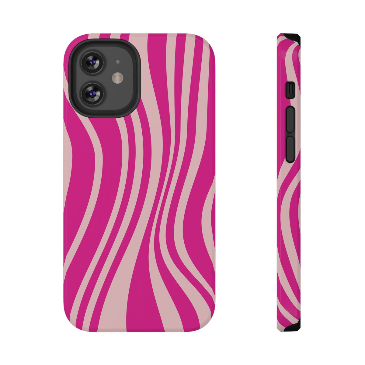 Pink Wave protective phone case for iPhone 12 Mini, glossy finish