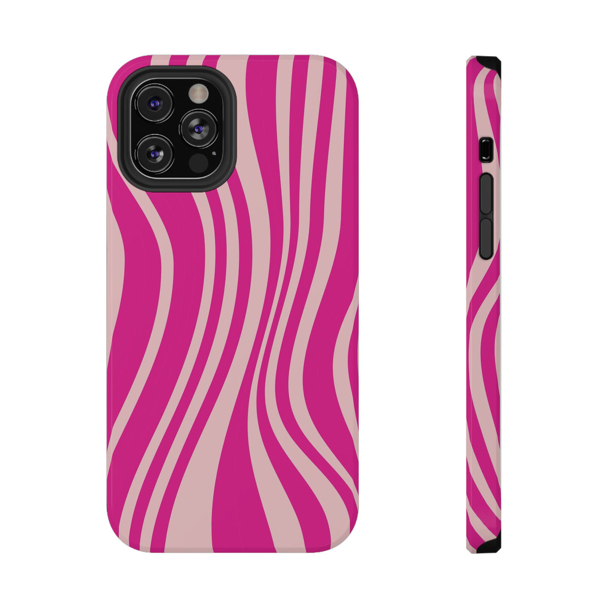 Pink Wave protective phone case for iPhone 12 Pro, glossy finish