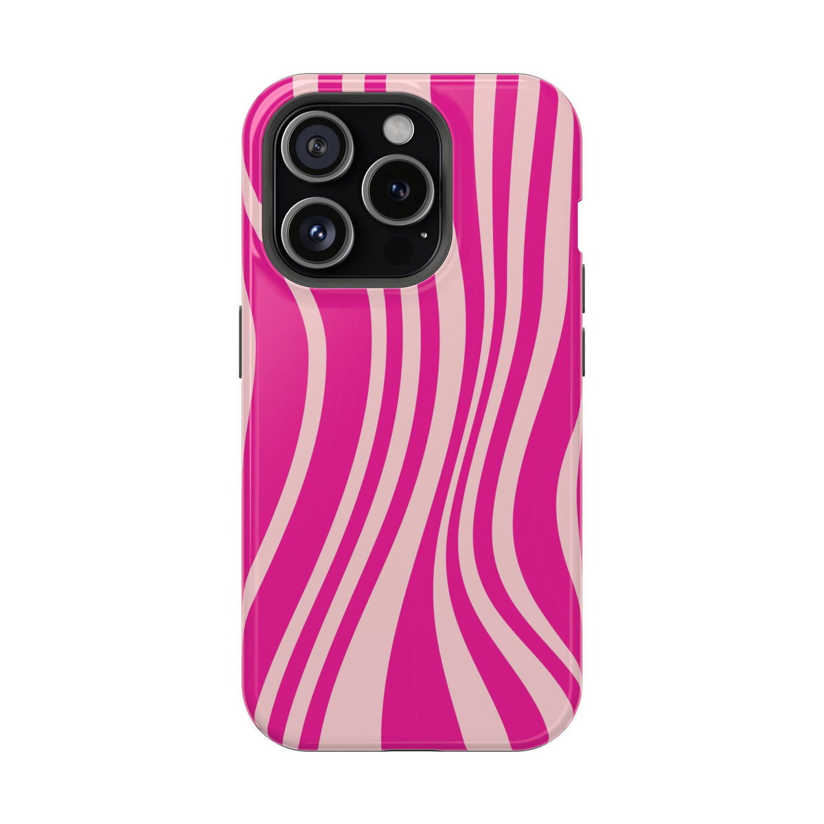 Pink Wave protective phone case for iPhone 15 Pro, glossy finish