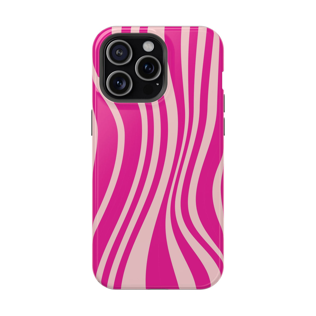 Pink Wave protective phone case for iPhone 15 Pro Max, glossy finish