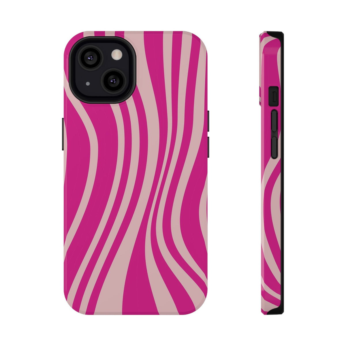 Pink Wave protective phone case for iPhone 13, glossy finish