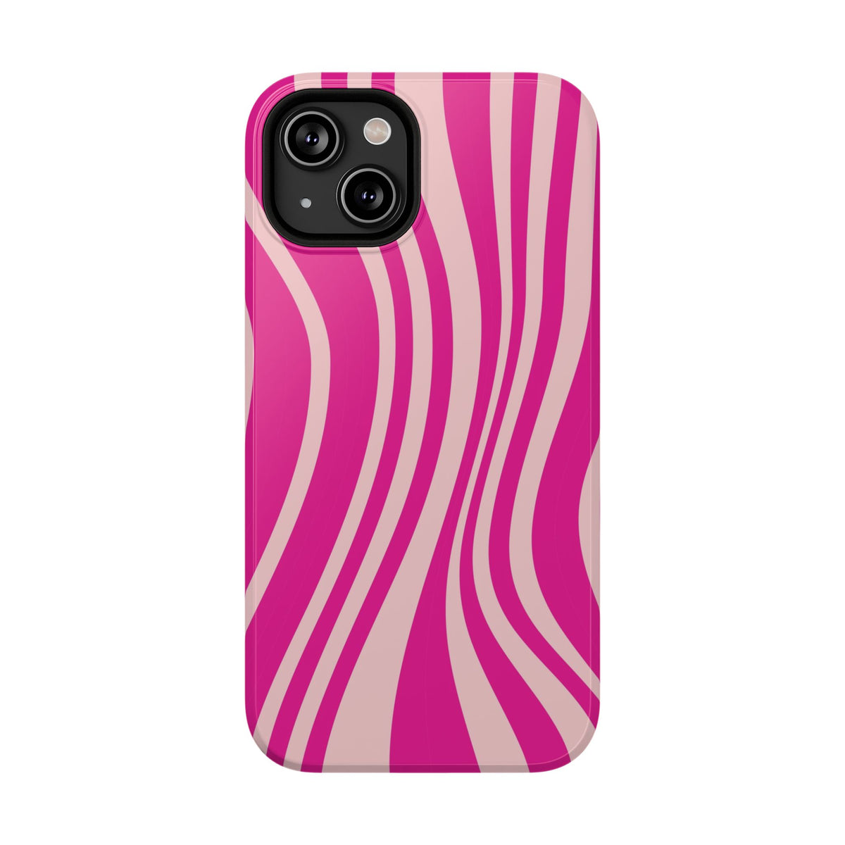 Pink Wave protective phone case for iPhone 14, glossy finish