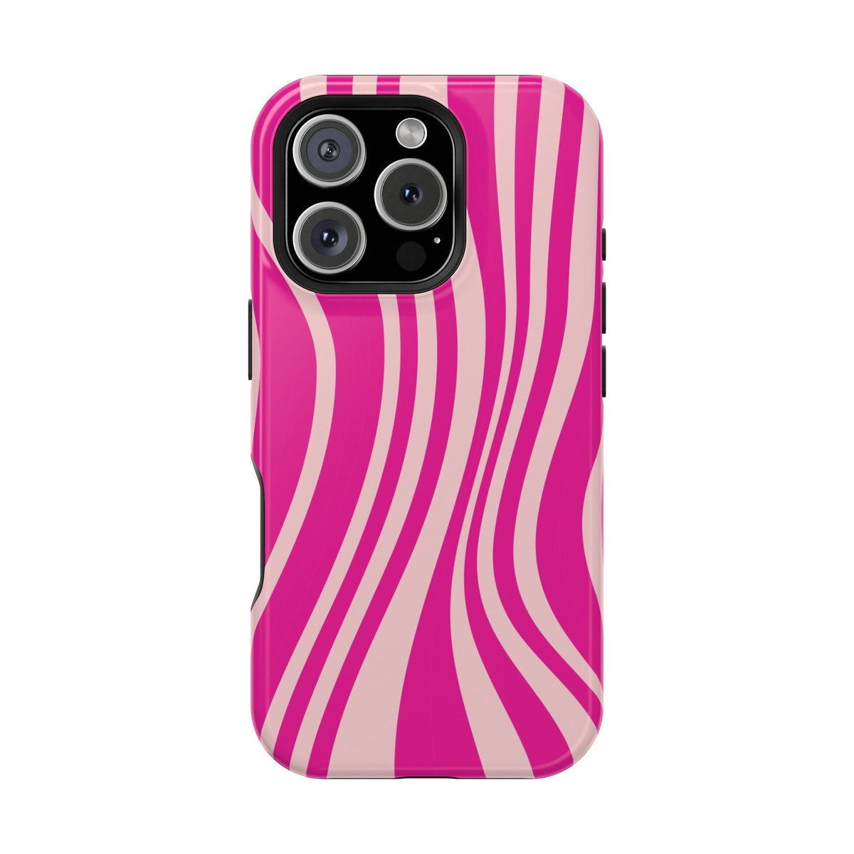 Pink Wave protective phone case for iPhone 16 Pro, glossy finish