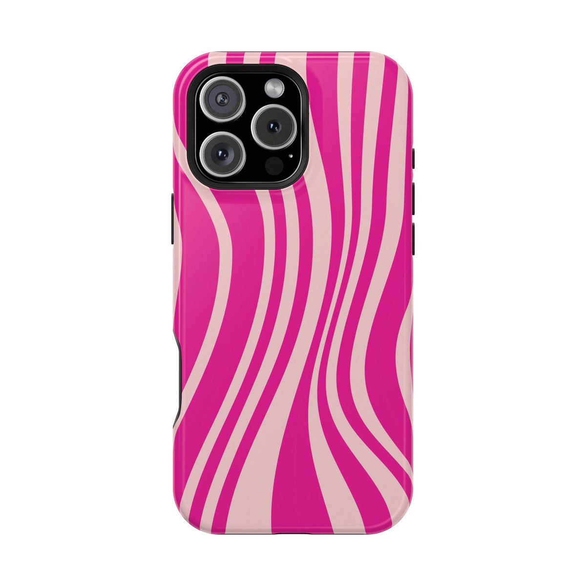 Pink Wave protective phone case for iPhone 16 Pro Max, glossy finish