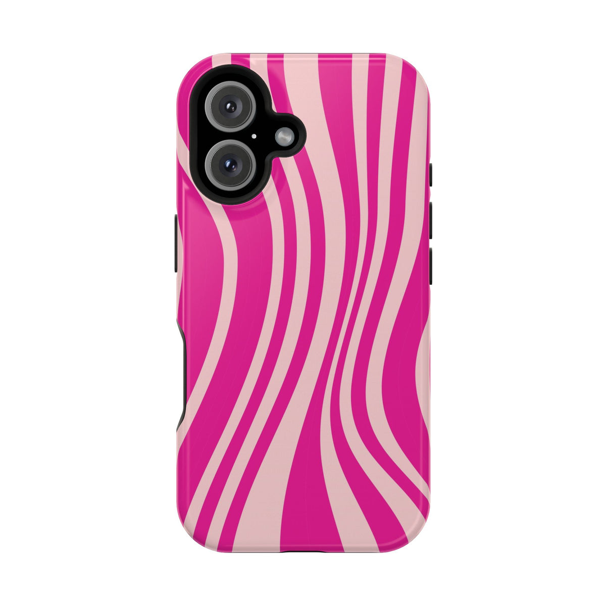 Pink Wave protective phone case for iPhone 16, glossy finish