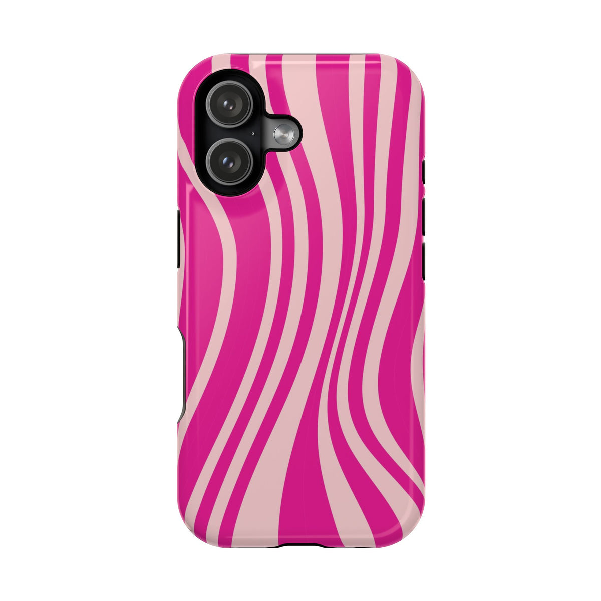 Pink Wave protective phone case for iPhone 17, glossy finish