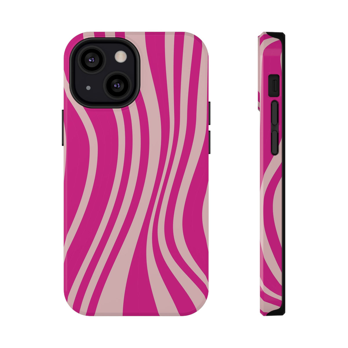 Pink Wave protective phone case for iPhone 13 Mini, glossy finish