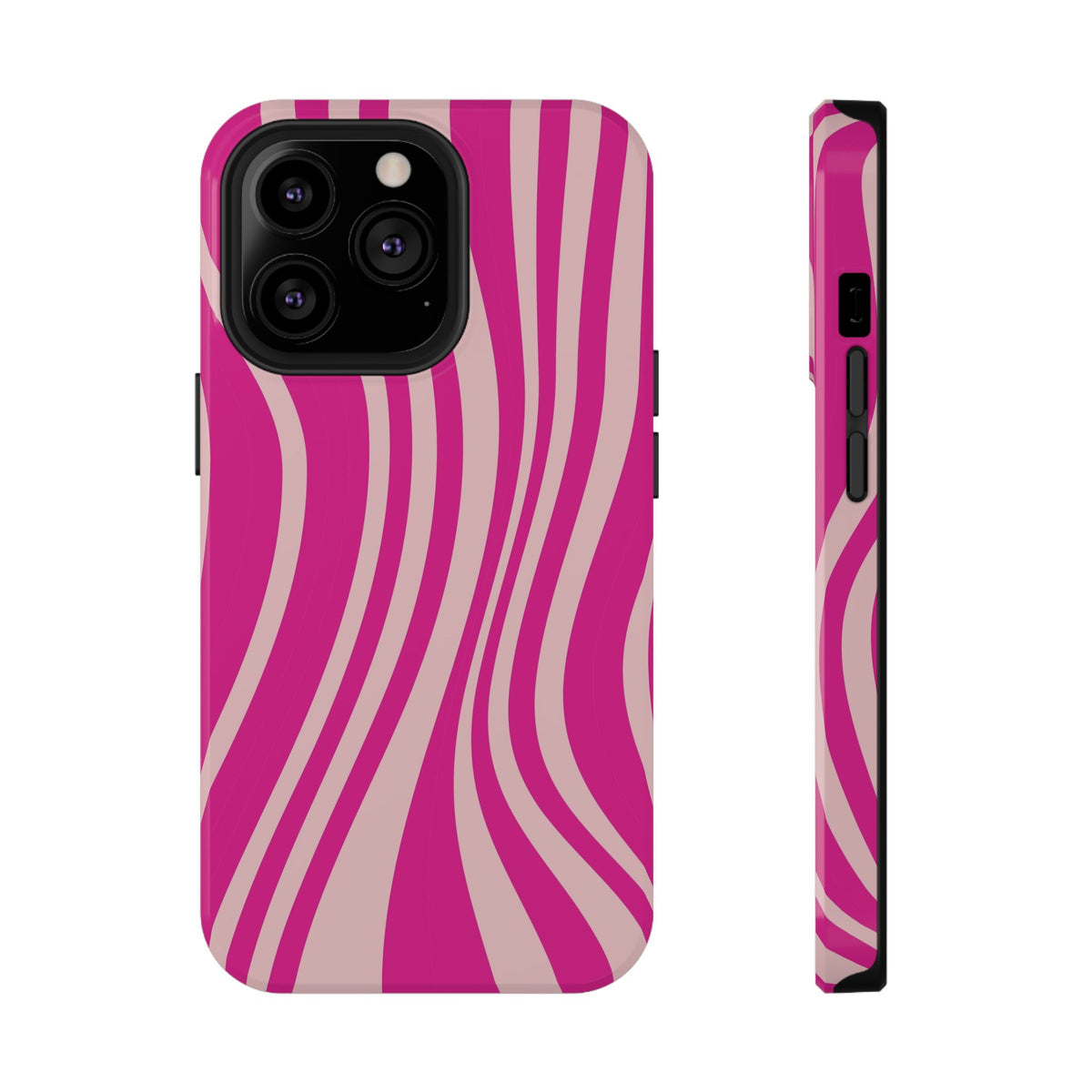Pink Wave protective phone case for iPhone 13 Pro, glossy finish