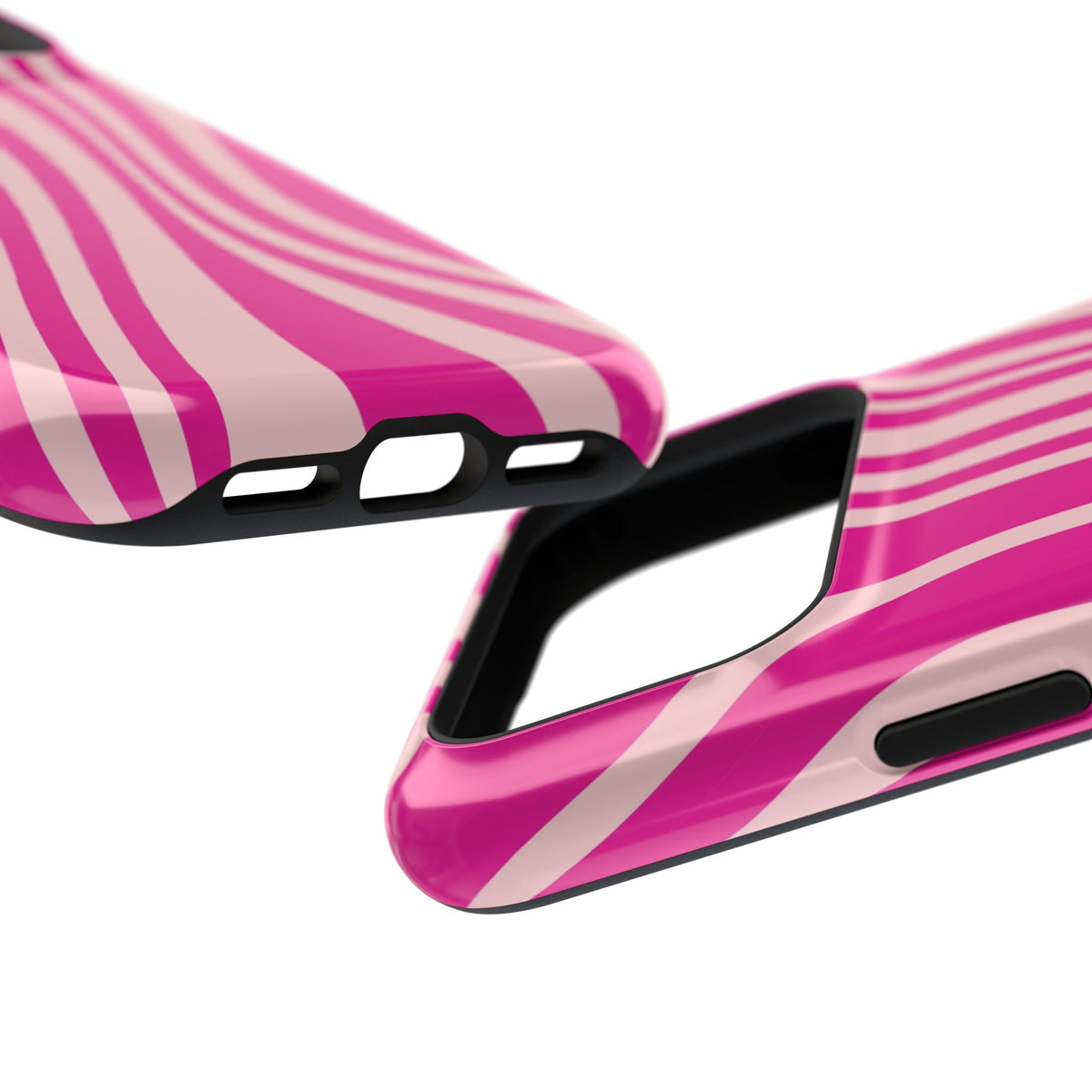 Pink Wave protective phone case, close-up at an angle