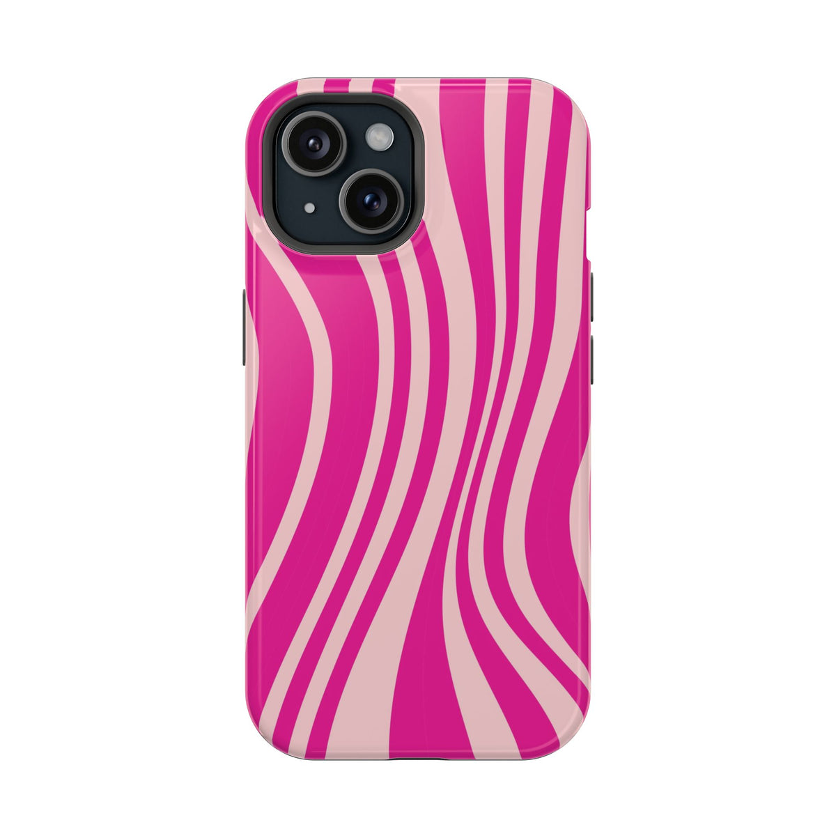 Pink Wave MagSafe case for iPhone 15, glossy finish