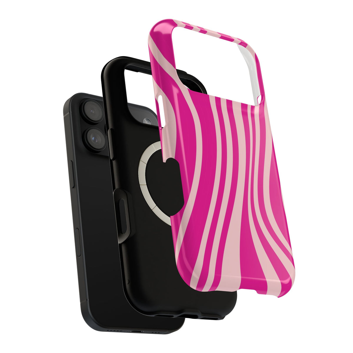 Pink Wave MagSafe case, close-up of the dual-layer construction
