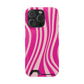 Pink Wave phone case with card holder for iPhone 16 Pro, glossy finish