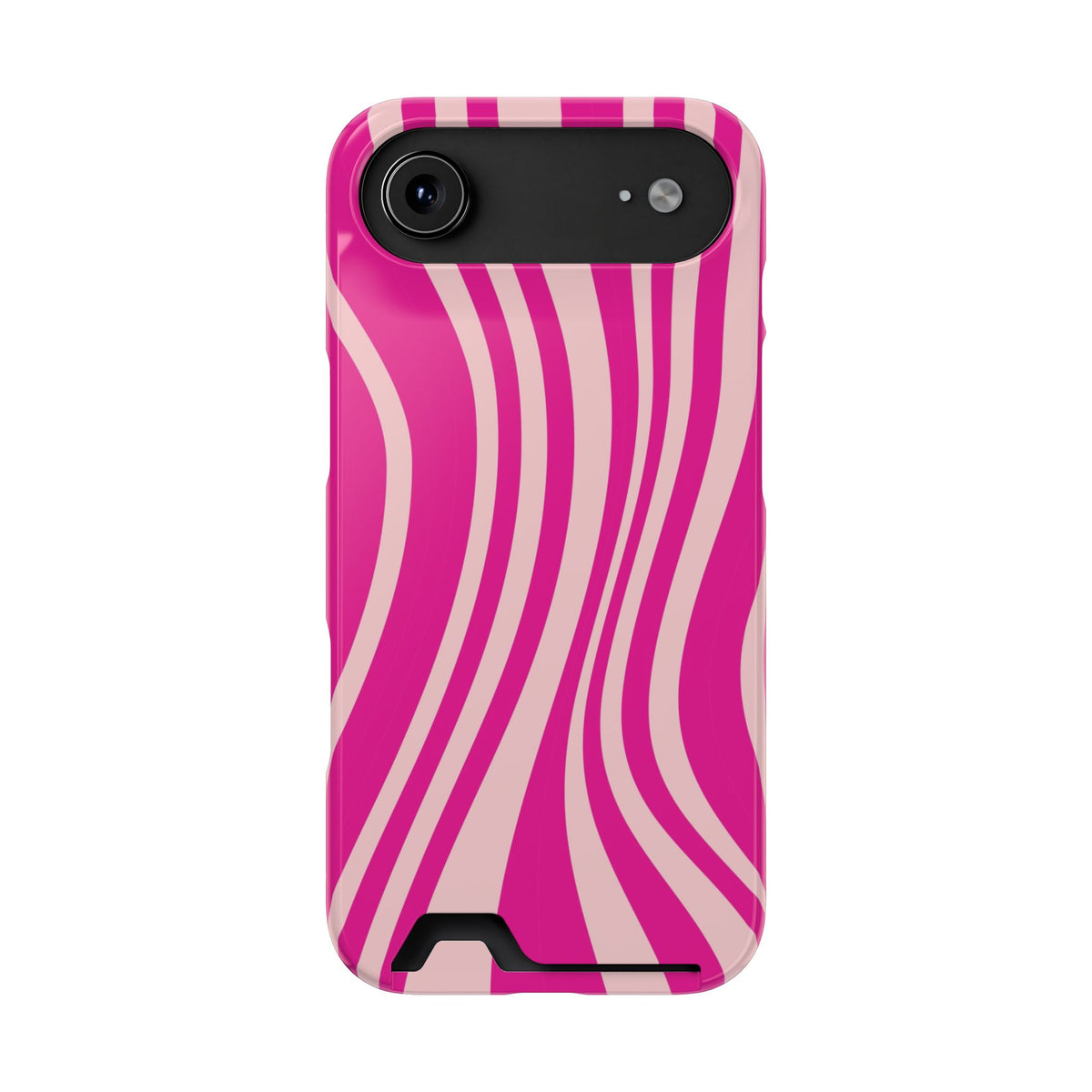 Pink Wave phone case with card holder for iPhone 17 Air, glossy finish