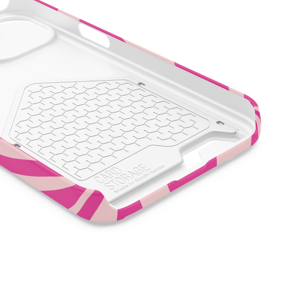 Pink Wave phone case with card holder for iPhone 13, glossy finish