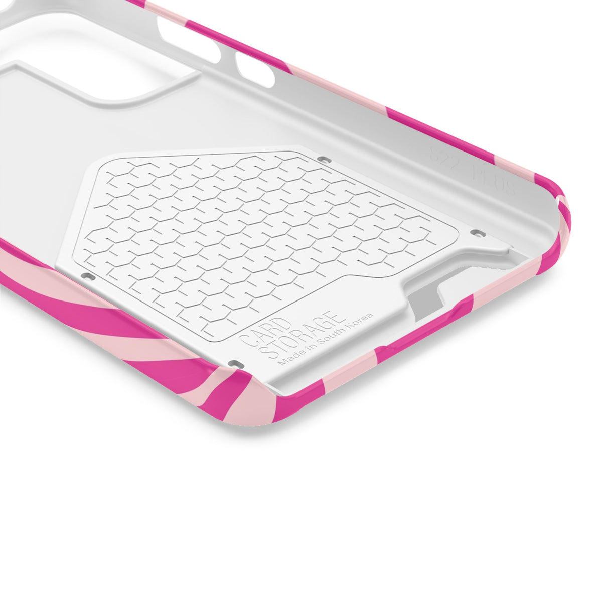 Pink Wave phone case with card holder, close-up of the inside