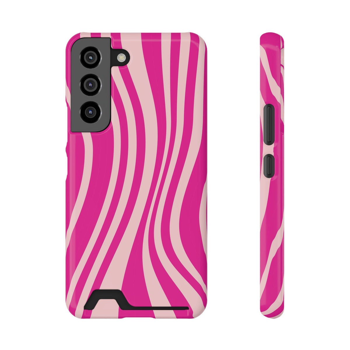 Pink Wave phone case with card holder for Samsung Galaxy S22, glossy finish