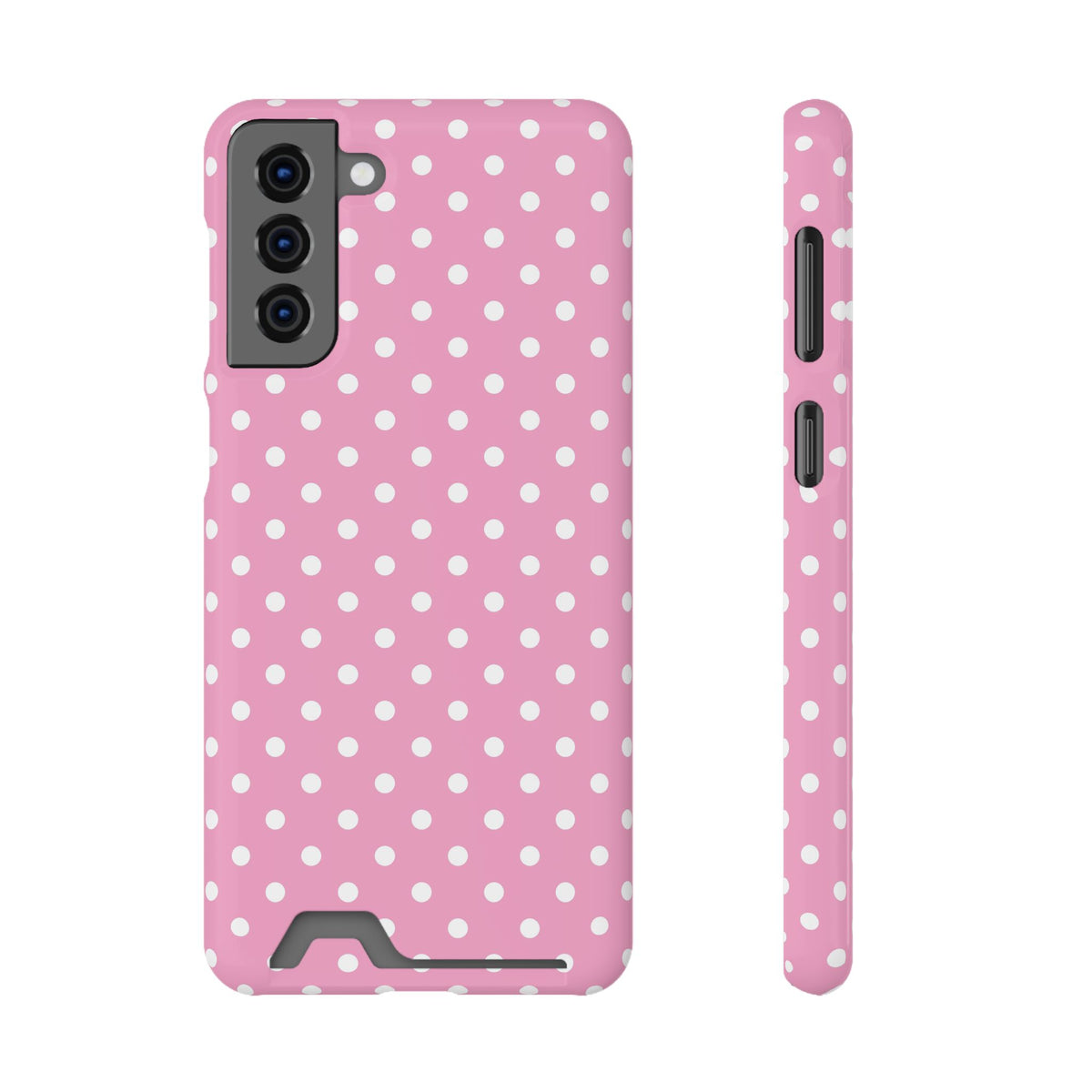 Polka Party phone case with card holder for Samsung Galaxy S21 Plus, glossy finish