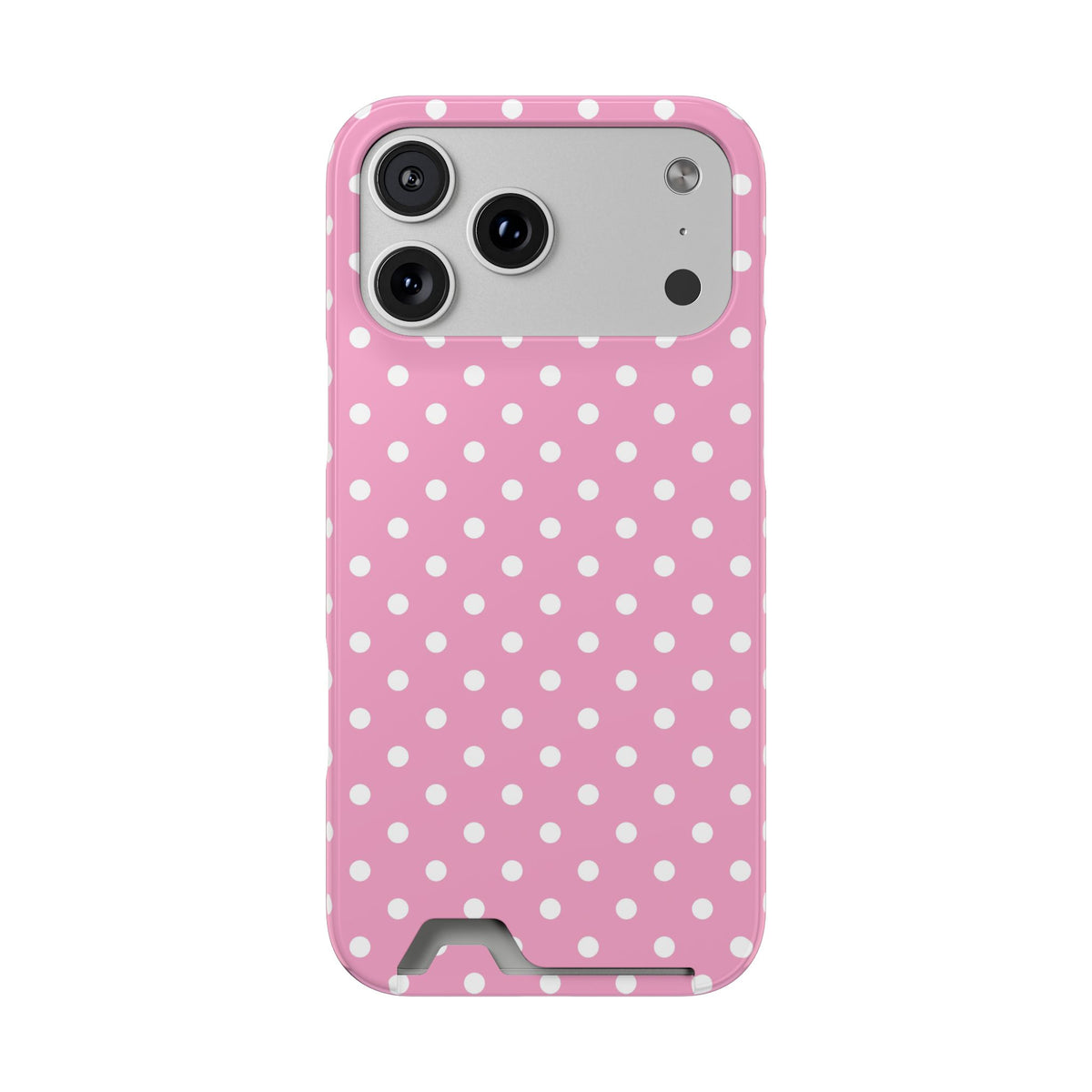Polka Party phone case with card holder for iPhone 17 Pro Max, glossy finish