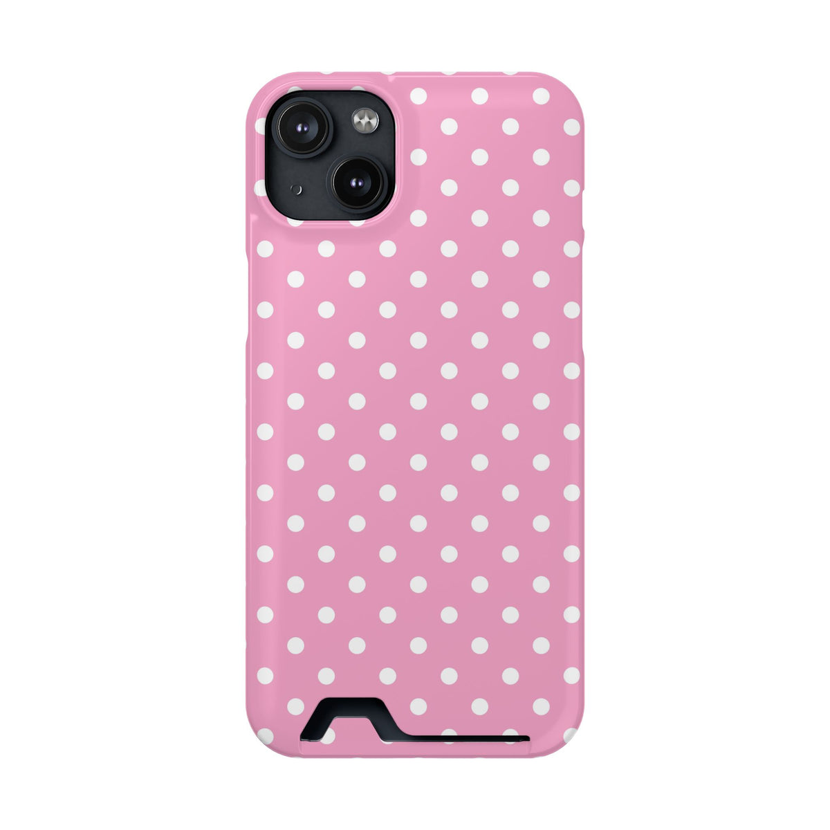 Polka Party phone case with card holder for iPhone 14 Plus, glossy finish