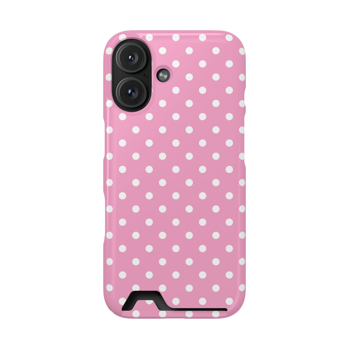 Polka Party phone case with card holder for iPhone 16, glossy finish