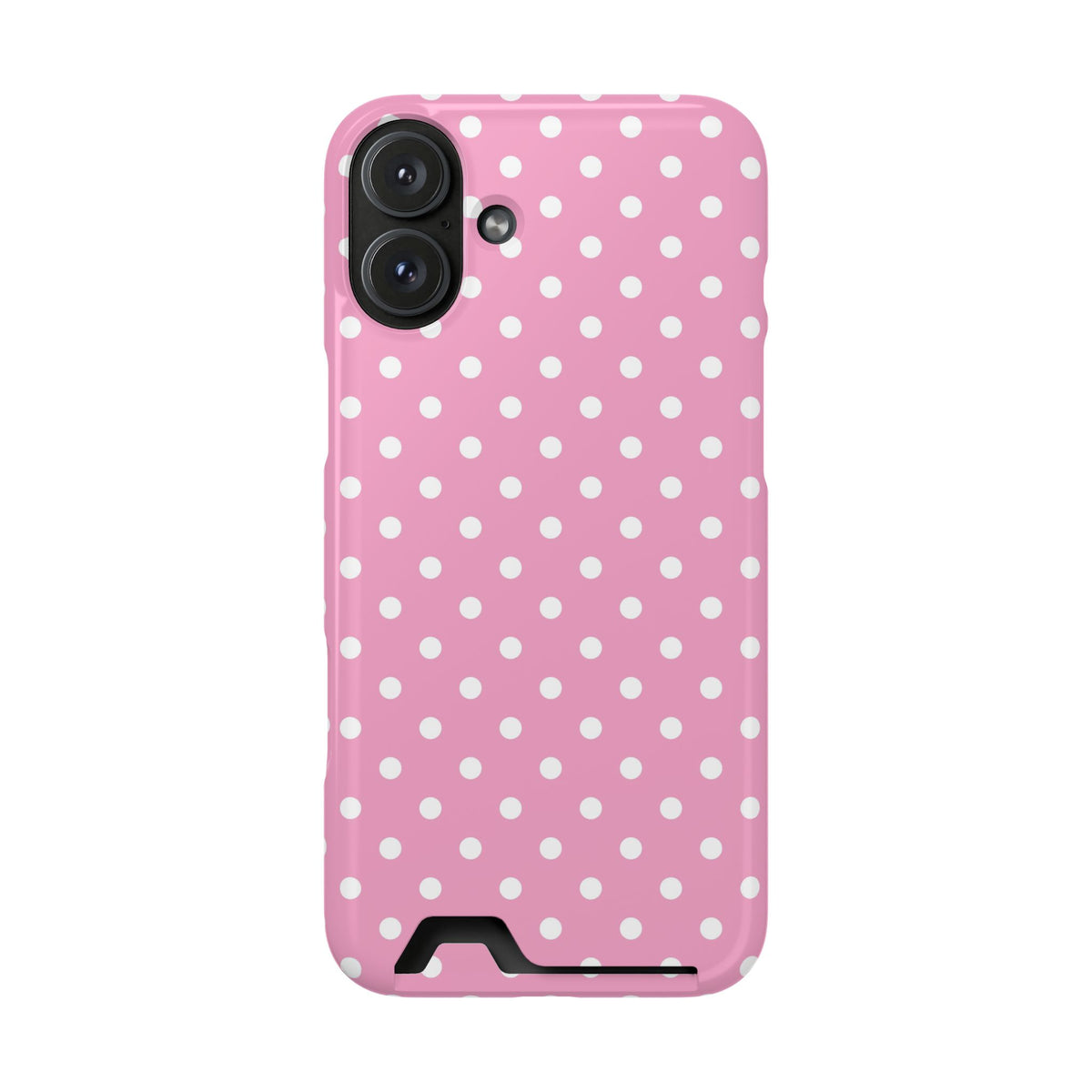 Polka Party phone case with card holder for iPhone 16 Plus, glossy finish