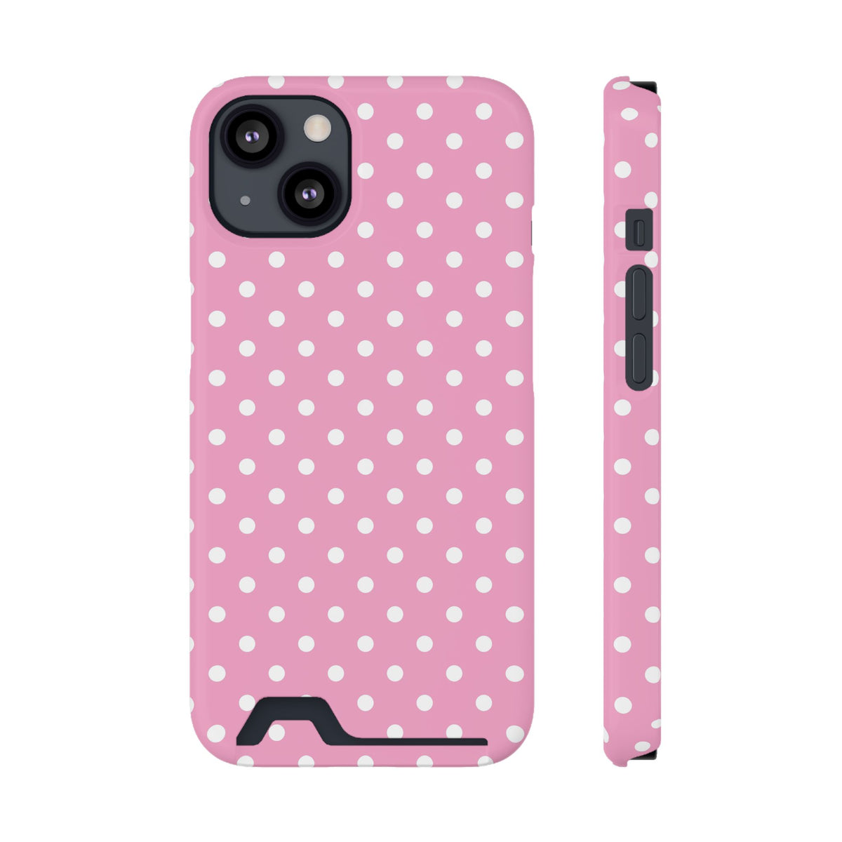 Polka Party phone case with card holder for iPhone 13, glossy finish
