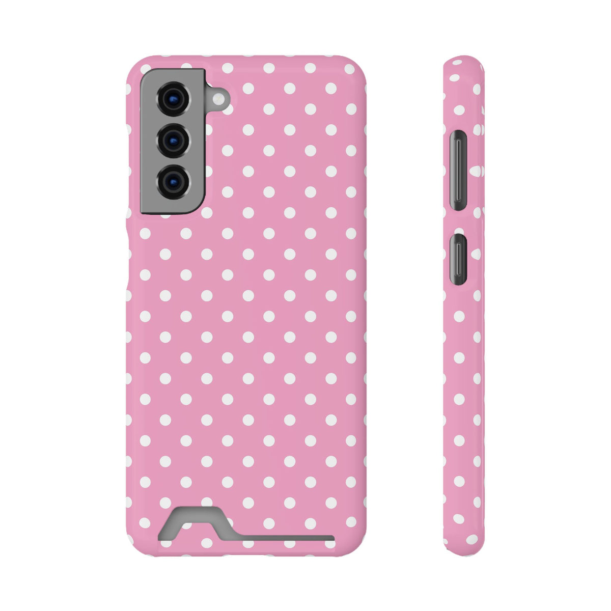 Polka Party phone case with card holder for Samsung Galaxy S21, glossy finish
