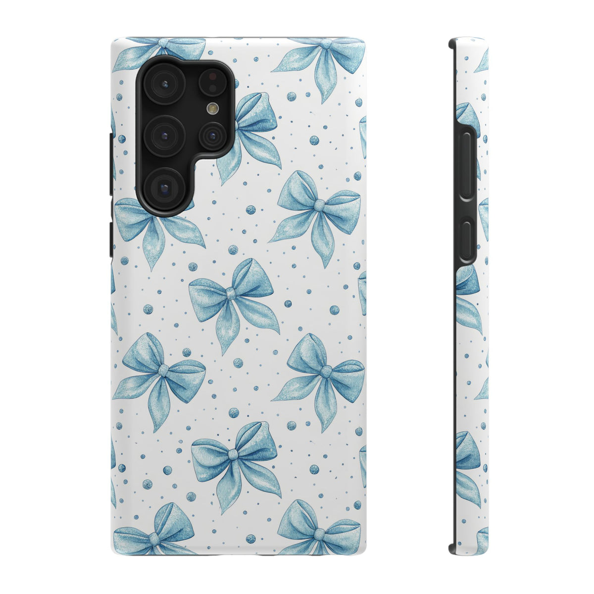 Powder Blue Bow protective phone case for Samsung Galaxy S22 Ultra, glossy finish
