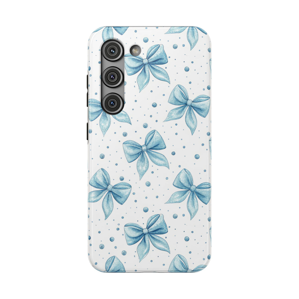 Powder Blue Bow protective phone case for Samsung Galaxy S23, glossy finish