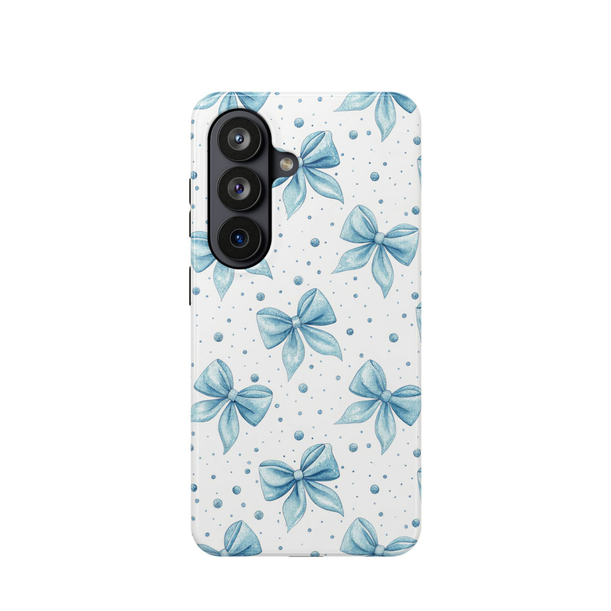 Powder Blue Bow protective phone case for Samsung Galaxy S26, glossy finish