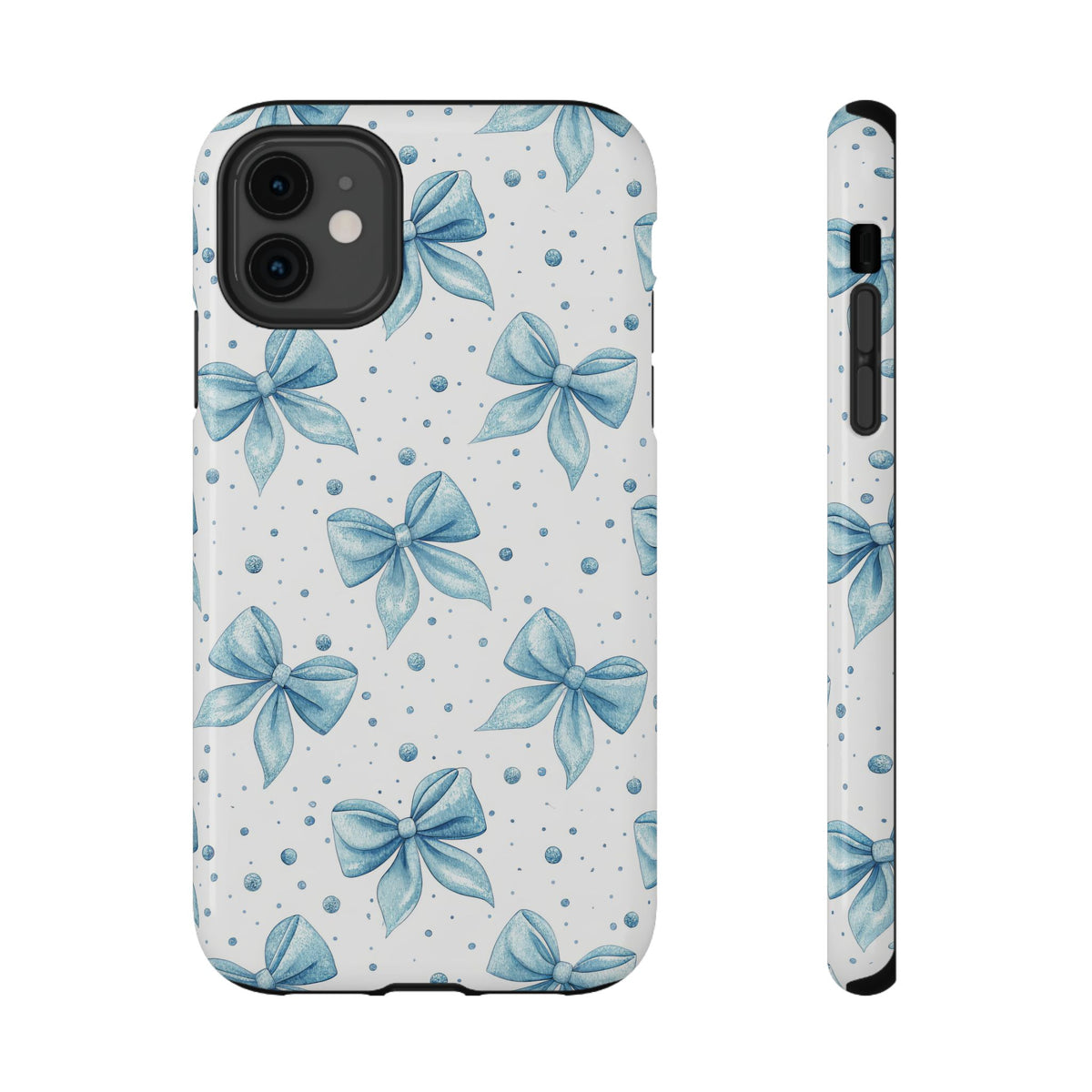 Powder Blue Bow protective phone case for iPhone 11, glossy finish