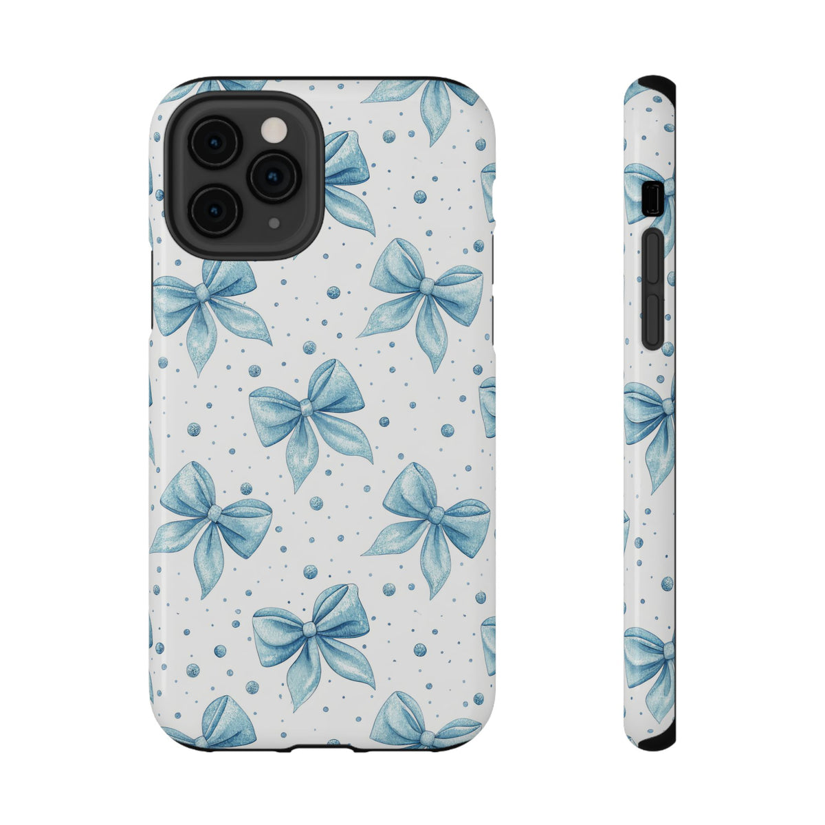 Powder Blue Bow protective phone case for iPhone 11 Pro, glossy finish