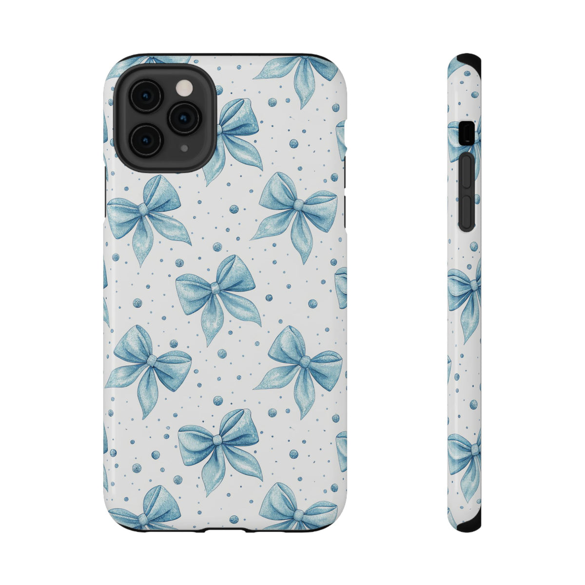 Powder Blue Bow protective phone case for iPhone 11 Pro Max, glossy finish