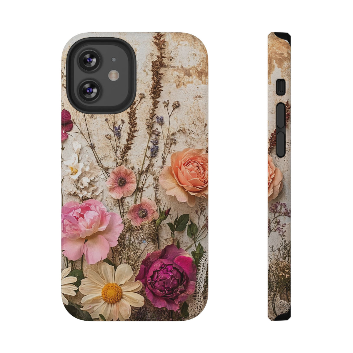 Pressed Bouquet protective phone case for iPhone 12 Mini, glossy finish