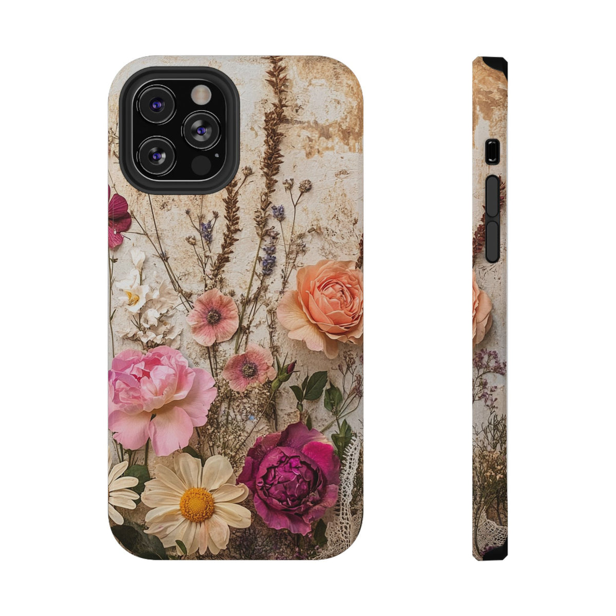 Pressed Bouquet protective phone case for iPhone 12 Pro, glossy finish